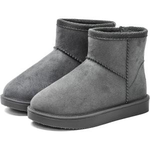 imageDKSUKO Kid s Classic Waterproof Snow Boots Toddler Winter BootsGrey Short