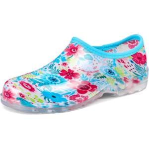 imageDKSUKO Womens Waterproof Garden Shoe Lightweight Rain Footwear with Comfort InsoleBlue Flower