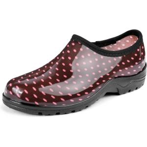 imageDKSUKO Womens Waterproof Garden Shoe Lightweight Rain Footwear with Comfort InsoleBrown and Small Dot