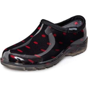 imageDKSUKO Womens Waterproof Garden Shoe Lightweight Rain Footwear with Comfort InsoleRed Dot