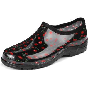 imageDKSUKO Womens Waterproof Garden Shoe Lightweight Rain Footwear with Comfort InsoleSmall Red Flower