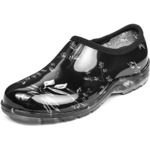 imageDKSUKO Womens Waterproof Garden Shoe Lightweight Rain Footwear with Comfort InsoleTree Leaf