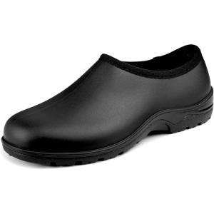 imageDKSUKO Womens Waterproof Garden Shoe Lightweight Rain Footwear with Comfort InsoleWomens Matte Black