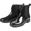 imageDKSUKO Rain Boots for Women Waterproof Elastic Slip On Ankle Chelsea BootiesBlack