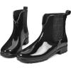 imageDKSUKO Rain Boots for Women Waterproof Elastic Slip On Ankle Chelsea BootiesBlack