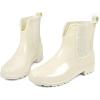imageDKSUKO Rain Boots for Women Waterproof Elastic Slip On Ankle Chelsea BootiesOffwhite