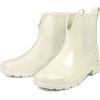 imageDKSUKO Rain Boots for Women Waterproof Elastic Slip On Ankle Chelsea BootiesOffwhite