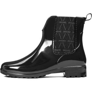 imageDKSUKO Rain Boots for Women Waterproof Elastic Slip On Ankle Chelsea BootiesBlack
