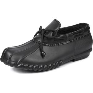 imageDKSUKO Snow Womens Waterpoof Loafer Shoes Slip On Flat Duck ShoeFull Black