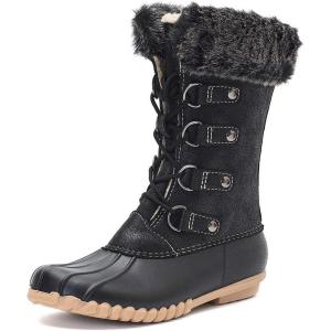 imageDKSUKO Womens Duck Boots witth Zipper Waterproof Winter Boots Snow BootsBlack D