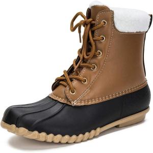 imageDKSUKO Womens Duck Boots witth Zipper Waterproof Winter Boots Snow BootsBlack F