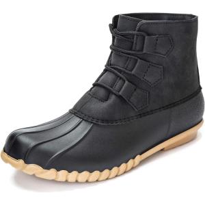 imageDKSUKO Womens Duck Boots witth Zipper Waterproof Winter Boots Snow BootsVintage Black