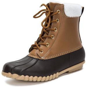 imageDKSUKO Womens Duck Boots witth Zipper Waterproof Winter Boots Snow BootsWarm Brown