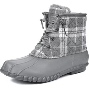 imageDKSUKO Womens Winter Duck Boots with Waterproof Zipper Rain Boots for Women