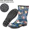 imageDKSUKO Waterproof Womens Rain Boots insulatedLightweight Rubber fashion Boots in GardeningWarm and Comfortable Wide Calf Rain Boots with Glossy in OutdoorBlue White Flower
