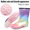 imageDKSUKO Waterproof Womens Rain Boots insulatedLightweight Rubber fashion Boots in GardeningWarm and Comfortable Wide Calf Rain Boots with Glossy in OutdoorRainbow of Pearls