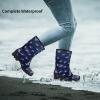 imageDKSUKO Waterproof Womens Rain Boots insulatedLightweight Rubber fashion Boots in GardeningWarm and Comfortable Wide Calf Rain Boots with Glossy in OutdoorBlue Swallow