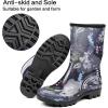 imageDKSUKO Waterproof Womens Rain Boots insulatedLightweight Rubber fashion Boots in GardeningWarm and Comfortable Wide Calf Rain Boots with Glossy in OutdoorBlue Flower