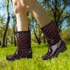 imageDKSUKO Waterproof Womens Rain Boots insulatedLightweight Rubber fashion Boots in GardeningWarm and Comfortable Wide Calf Rain Boots with Glossy in OutdoorFlower Grid