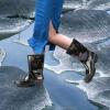 imageDKSUKO Waterproof Womens Rain Boots insulatedLightweight Rubber fashion Boots in GardeningWarm and Comfortable Wide Calf Rain Boots with Glossy in OutdoorBlack Yellow Flower