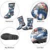 imageDKSUKO Waterproof Womens Rain Boots insulatedLightweight Rubber fashion Boots in GardeningWarm and Comfortable Wide Calf Rain Boots with Glossy in OutdoorBlue White Flower