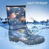 imageDKSUKO Waterproof Womens Rain Boots insulatedLightweight Rubber fashion Boots in GardeningWarm and Comfortable Wide Calf Rain Boots with Glossy in OutdoorBlue White Flower