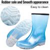 imageDKSUKO Waterproof Womens Rain Boots insulatedLightweight Rubber fashion Boots in GardeningWarm and Comfortable Wide Calf Rain Boots with Glossy in OutdoorPearlized Blue Gradient