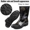 imageDKSUKO Waterproof Womens Rain Boots insulatedLightweight Rubber fashion Boots in GardeningWarm and Comfortable Wide Calf Rain Boots with Glossy in OutdoorBlack Yellow Flower