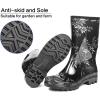 imageDKSUKO Waterproof Womens Rain Boots insulatedLightweight Rubber fashion Boots in GardeningWarm and Comfortable Wide Calf Rain Boots with Glossy in OutdoorLeaves
