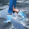 imageDKSUKO Waterproof Womens Rain Boots insulatedLightweight Rubber fashion Boots in GardeningWarm and Comfortable Wide Calf Rain Boots with Glossy in OutdoorPearlized Blue Gradient