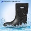 imageDKSUKO Women Rain Boots WaterproofRubber Tall Pull on Insulated Snow Mud ShoesBlack Handle
