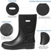 imageDKSUKO Women Rain Boots WaterproofRubber Tall Pull on Insulated Snow Mud ShoesBlack Handle
