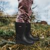 imageDKSUKO Women Rain Boots WaterproofRubber Tall Pull on Insulated Snow Mud ShoesBlack Handle