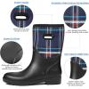 imageDKSUKO Women Rain Boots WaterproofRubber Tall Pull on Insulated Snow Mud ShoesBlue Grid Handle