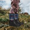 imageDKSUKO Women Rain Boots WaterproofRubber Tall Pull on Insulated Snow Mud ShoesBlue Grid Handle