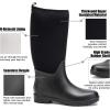 imageDKSUKO Women Rain Boots WaterproofRubber Tall Pull on Insulated Snow Mud ShoesRain Bootblack