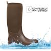 imageDKSUKO Women Rain Boots WaterproofRubber Tall Pull on Insulated Snow Mud ShoesRain Bootbrown 2