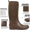 imageDKSUKO Women Rain Boots WaterproofRubber Tall Pull on Insulated Snow Mud ShoesRain Bootbrown 2