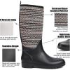 imageDKSUKO Women Rain Boots WaterproofRubber Tall Pull on Insulated Snow Mud ShoesRain Bootbrown