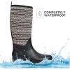 imageDKSUKO Women Rain Boots WaterproofRubber Tall Pull on Insulated Snow Mud ShoesRain Bootbrown