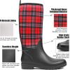 imageDKSUKO Women Rain Boots WaterproofRubber Tall Pull on Insulated Snow Mud ShoesRain Bootred Grid