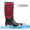 imageDKSUKO Women Rain Boots WaterproofRubber Tall Pull on Insulated Snow Mud ShoesRain Bootred Grid