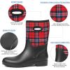 imageDKSUKO Women Rain Boots WaterproofRubber Tall Pull on Insulated Snow Mud ShoesRed Grid Handle