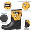 imageDKSUKO Women Rain Boots WaterproofRubber Tall Pull on Insulated Snow Mud ShoesYellow Hen Handle