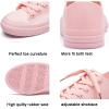 imageDKSUKO Womens Rain Boots Waterproof High Top Rain Shoes with Lace Up AntiSlip Garden ShoesPink Short