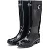 imageDKSUKO Womens Tall Rain Boots Garden Boots Waterproof Wellington Rubber BootsBright Black