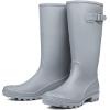 imageDKSUKO Womens Tall Rain Boots Garden Boots Waterproof Wellington Rubber BootsMatte Gray