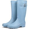 imageDKSUKO Womens Tall Rain Boots Garden Boots Waterproof Wellington Rubber BootsMatte Lake Blue
