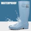 imageDKSUKO Womens Tall Rain Boots Garden Boots Waterproof Wellington Rubber BootsMatte Lake Blue