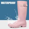 imageDKSUKO Womens Tall Rain Boots Garden Boots Waterproof Wellington Rubber BootsMatte Pink